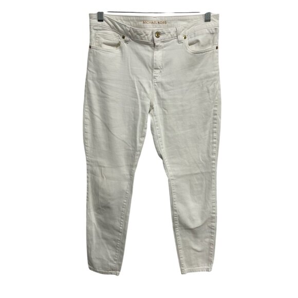 Michael Kors Izzy Skinny White Jeans Size 8 Stretch Denim - Picture 1 of 9